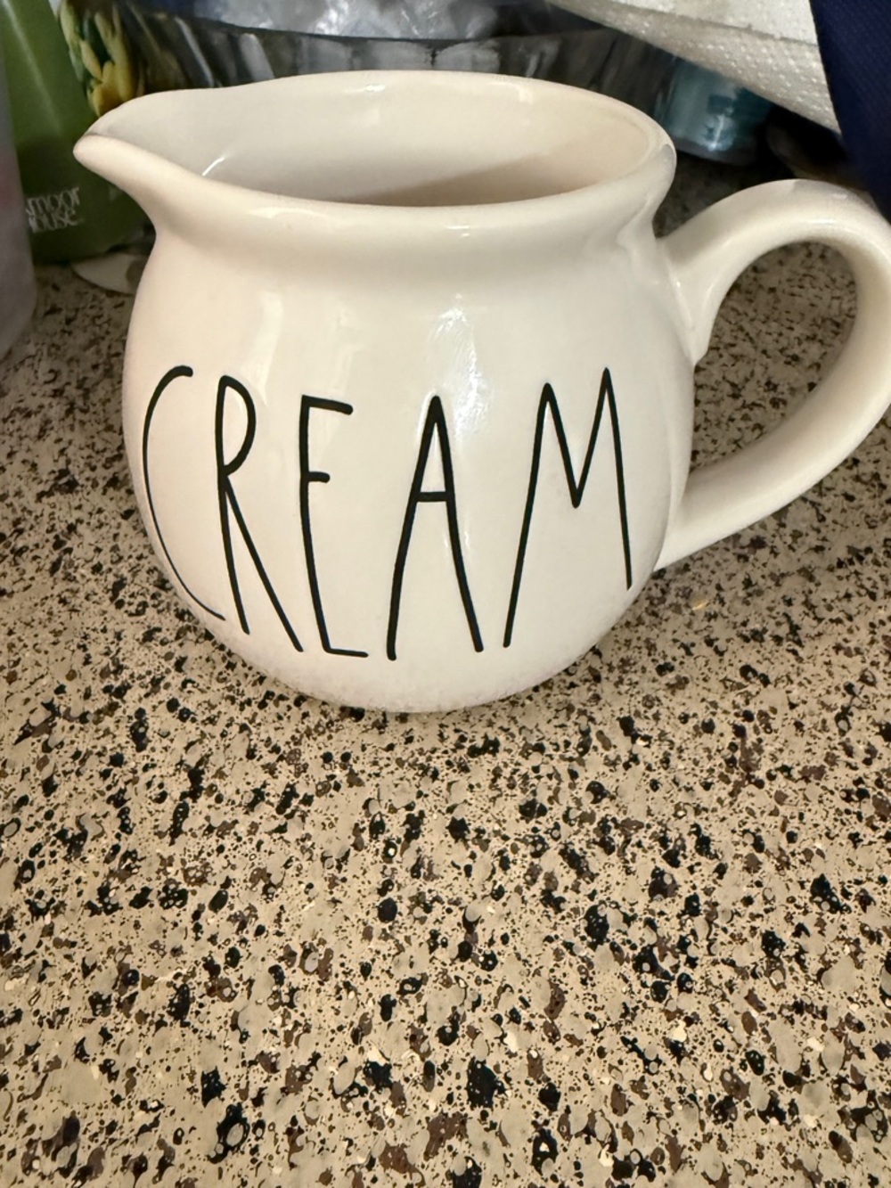 Rae Dunn White Ceramic Pitcher with Black 'CREAM' Lettering